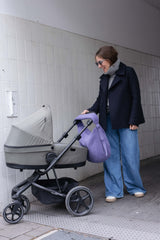 Mombag in flieder im Teddylook -perfekt als Wickeltasche am Kinderwagen